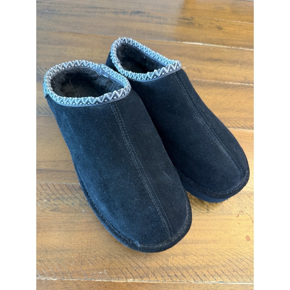 Euc Great Condition BearPaw Suede Martis Black Slippers Slip Ons Size 11
